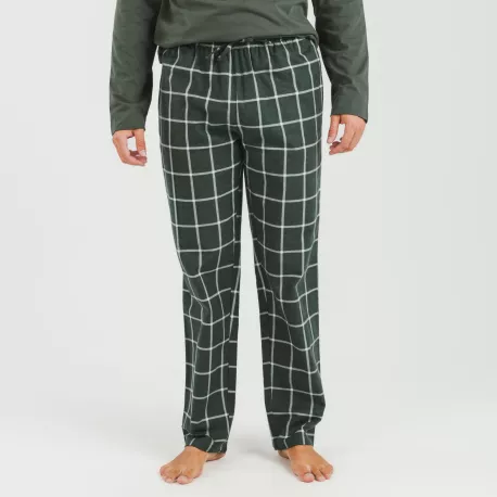 Pijama homem flanela Cuadro Andino verde caça