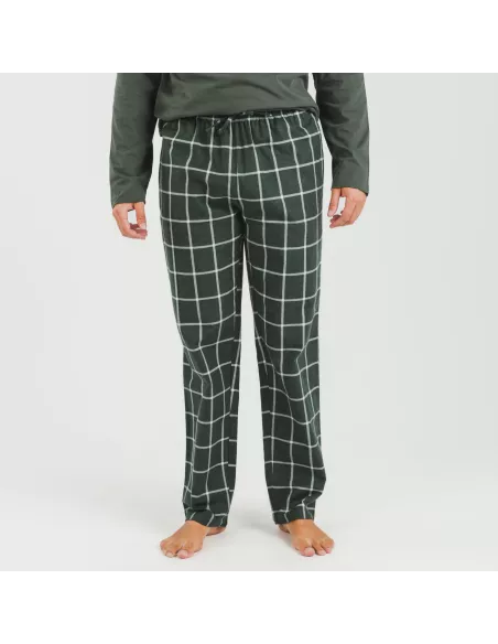 Pijama homem flanela Cuadro Andino verde caça