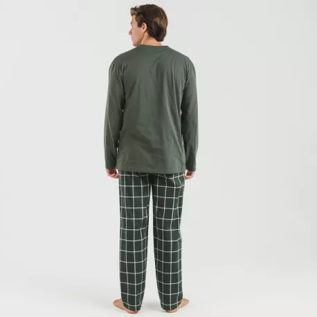 Pijama homem flanela Cuadro Andino verde caça