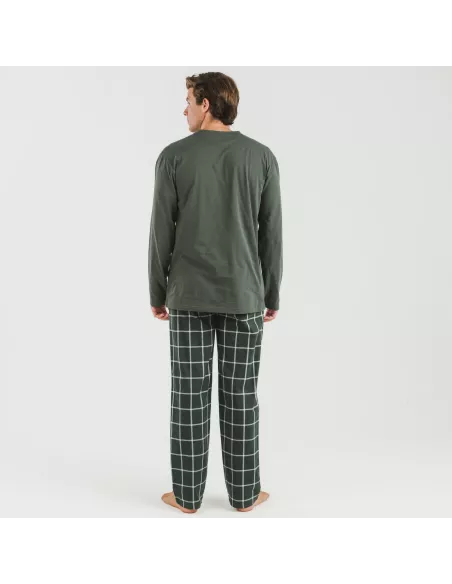 Pijama homem flanela Cuadro Andino verde caça