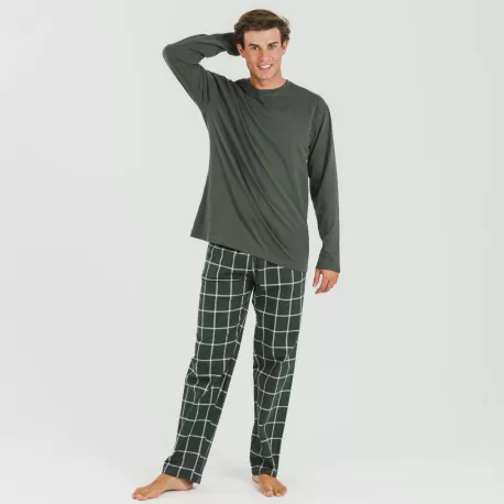 Pijama homem flanela Cuadro Andino verde caça