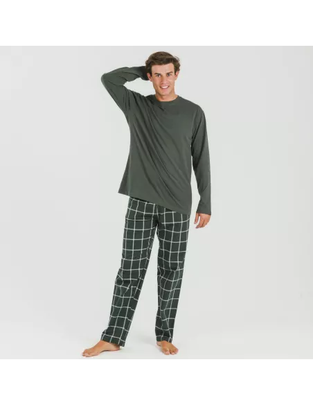 Pijama homem flanela Cuadro Andino verde caça