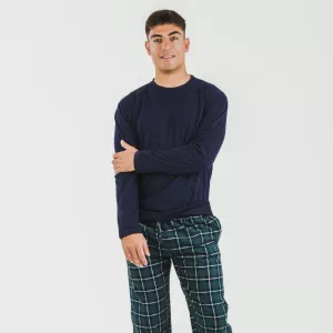Pijama homem flanela Cuadro Ruz azul marinho 2