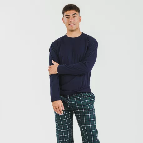 Pijama homem flanela Cuadro Ruz azul marinho