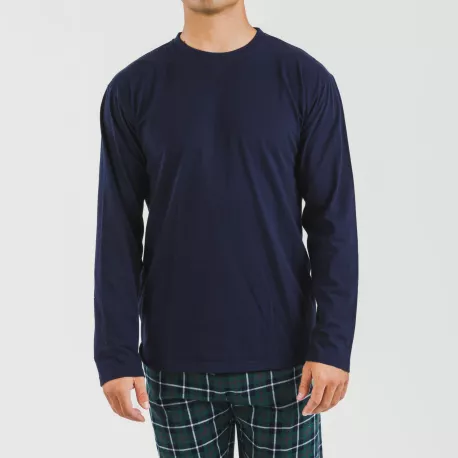 Pijama homem flanela Cuadro Ruz azul marinho