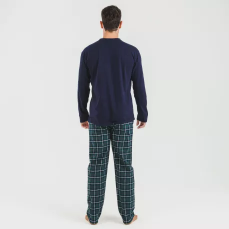 Pijama homem flanela Cuadro Ruz azul marinho