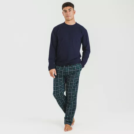Pijama homem flanela Cuadro Ruz azul marinho
