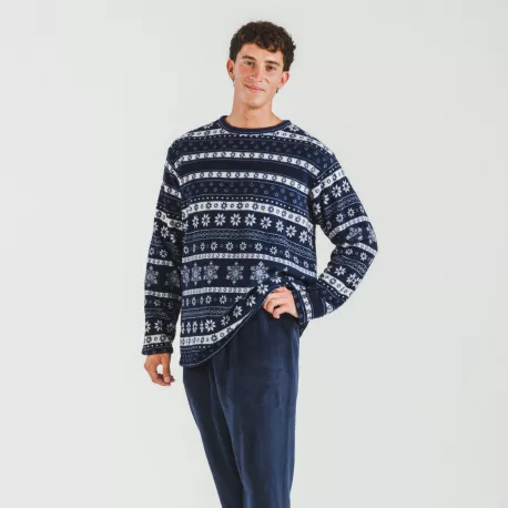 Pijama coral homem Delancey azul marinho