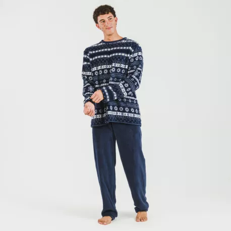 Pijama coral homem Delancey azul marinho