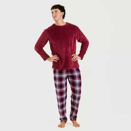 Pijama coral homem Cuadro Dido bordeaux