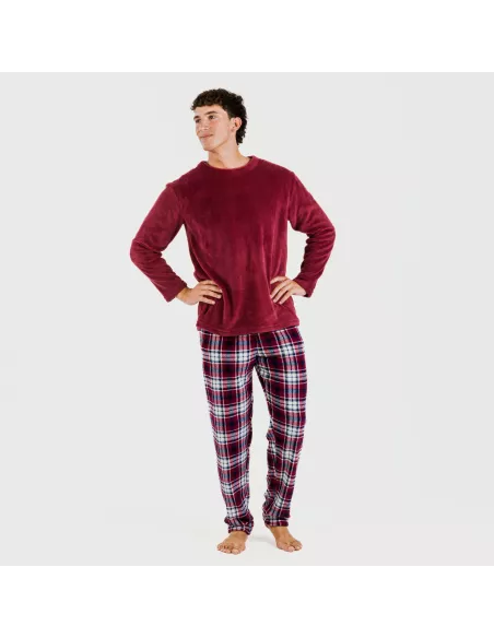 Pijama coral homem Cuadro Dido bordeaux Pijama coral homem Cuadro Dido bordeaux