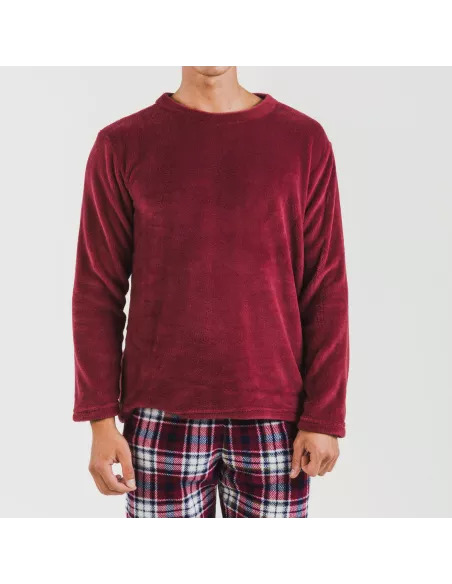 Pijama coral homem Cuadro Dido bordeaux Pijama coral homem Cuadro Dido bordeaux