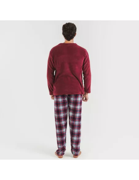 Pijama coral homem Cuadro Dido bordeaux Pijama coral homem Cuadro Dido bordeaux