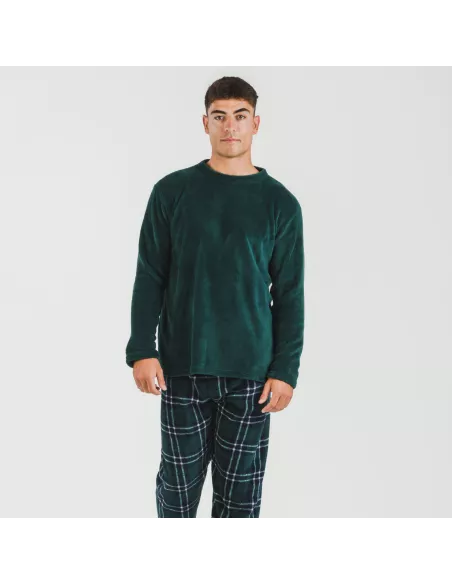 Pijama coral homem Cuadro Welo verde Pijama coral homem Cuadro Welo verde