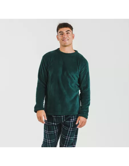 Pijama coral homem Cuadro Welo verde Pijama coral homem Cuadro Welo verde