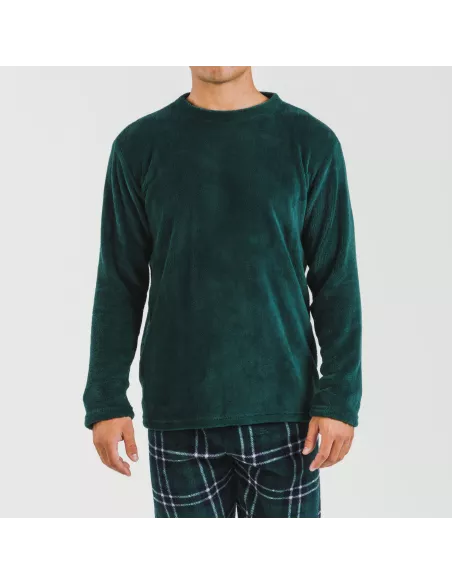 Pijama coral homem Cuadro Welo verde Pijama coral homem Cuadro Welo verde