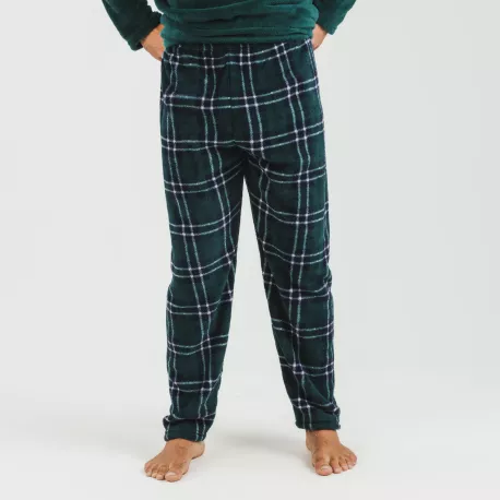Pijama coral homem Cuadro Welo verde