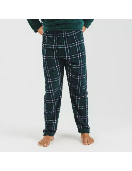 Pijama coral homem Cuadro Welo verde Pijama coral homem Cuadro Welo verde