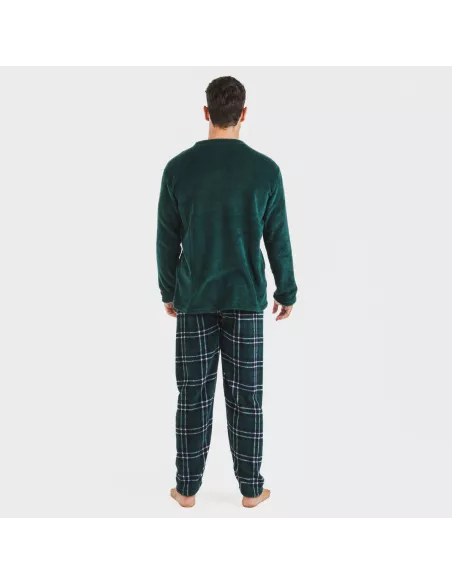 Pijama coral homem Cuadro Welo verde Pijama coral homem Cuadro Welo verde
