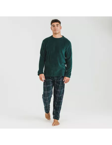 Pijama coral homem Cuadro Welo verde Pijama coral homem Cuadro Welo verde