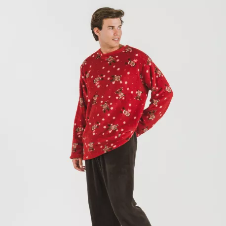 Pijama coral homem Rodolfo vermelho