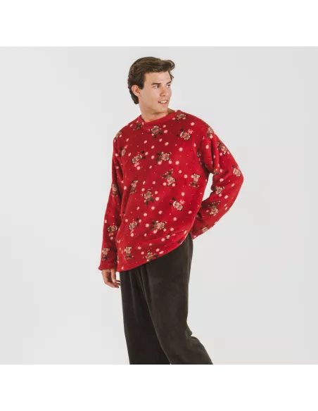 Pijama coral homem Rodolfo vermelho