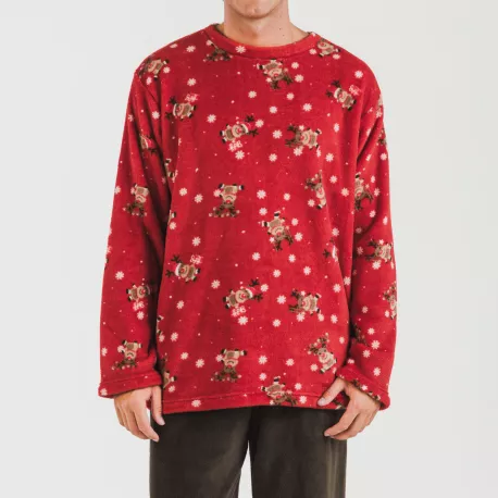 Pijama coral homem Rodolfo vermelho