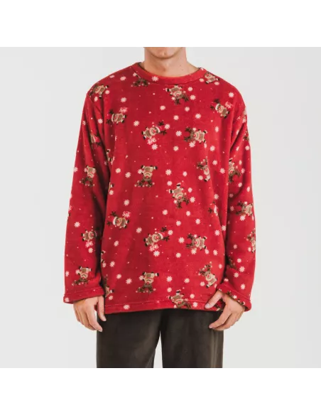 Pijama coral homem Rodolfo vermelho