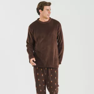 Pijama coral homem Pelayo castanho 2
