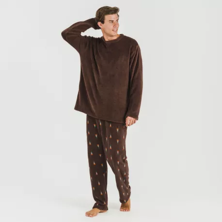 Pijama coral homem Pelayo castanho