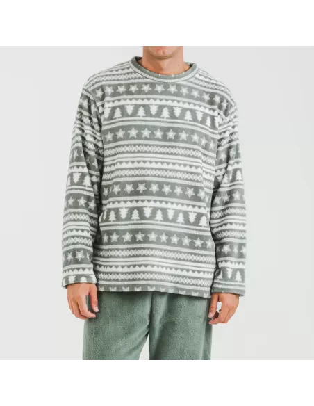 Pijama coral homem Teseo verde caça Pijama coral homem Teseo verde caça