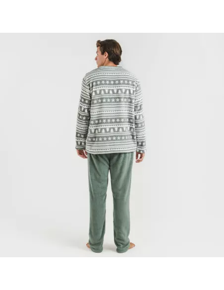 Pijama coral homem Teseo verde caça Pijama coral homem Teseo verde caça