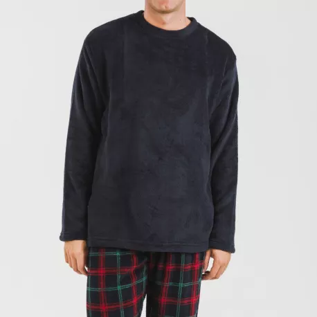 Pijama coral homem Cuadro Roman azul marinho