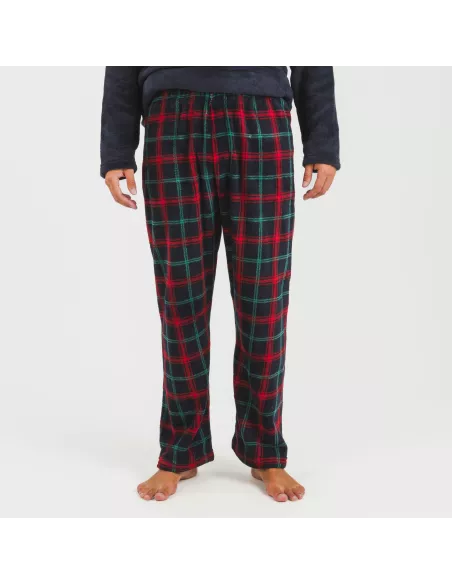 Pijama coral homem Cuadro Roman azul marinho Pijama coral homem Cuadro Roman azul marinho