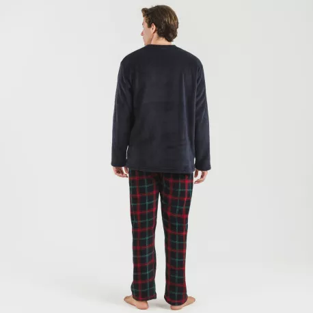 Pijama coral homem Cuadro Roman azul marinho