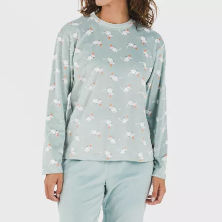 Pijama veludo Seasonal água marinha