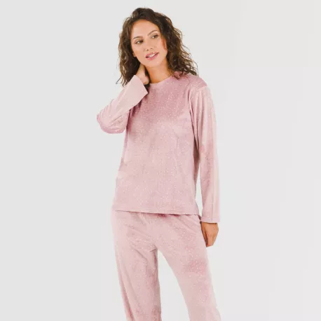Pijama veludo Lolenda malva rosa