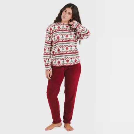 Pijama coral Joshie bordeaux
