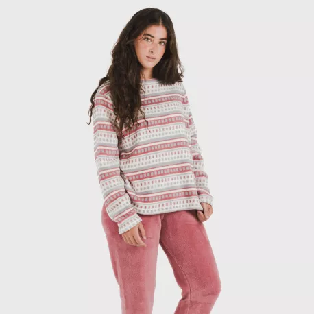 Pijama coral Giulia malva rosa