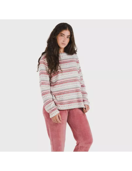 Pijama coral Giulia malva rosa