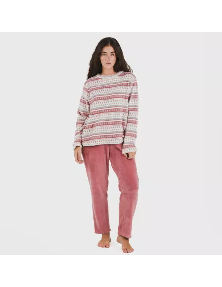 Pijama coral Giulia malva rosa