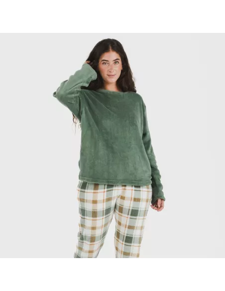 Pijama coral Cuadro Noric verde Pijama coral Cuadro Noric verde