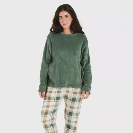 Pijama coral Cuadro Noric verde