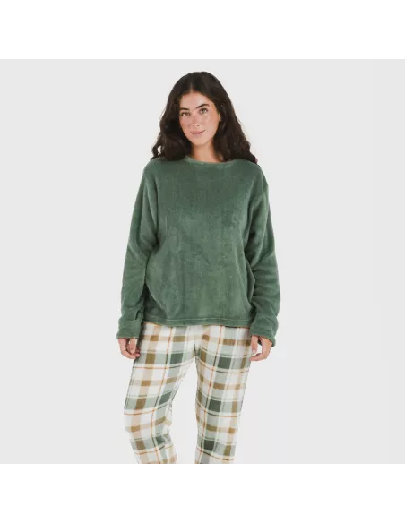 Pijama coral Cuadro Noric verde Pijama coral Cuadro Noric verde