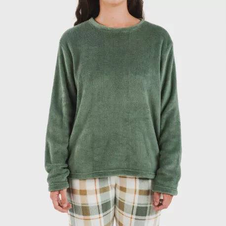 Pijama coral Cuadro Noric verde