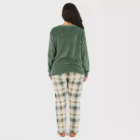 Pijama coral Cuadro Noric verde