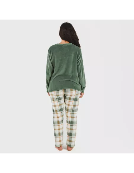 Pijama coral Cuadro Noric verde Pijama coral Cuadro Noric verde