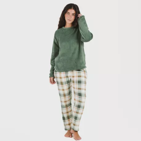 Pijama coral Cuadro Noric verde