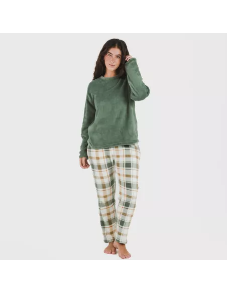 Pijama coral Cuadro Noric verde Pijama coral Cuadro Noric verde