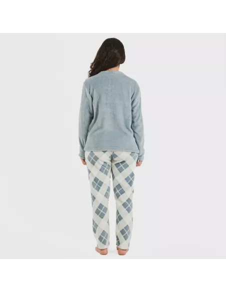 Pijama coral Cuadro Guima azul indigo Pijama coral Cuadro Guima azul indigo